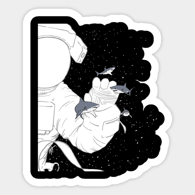 Space Sharks Sticker by randamuART